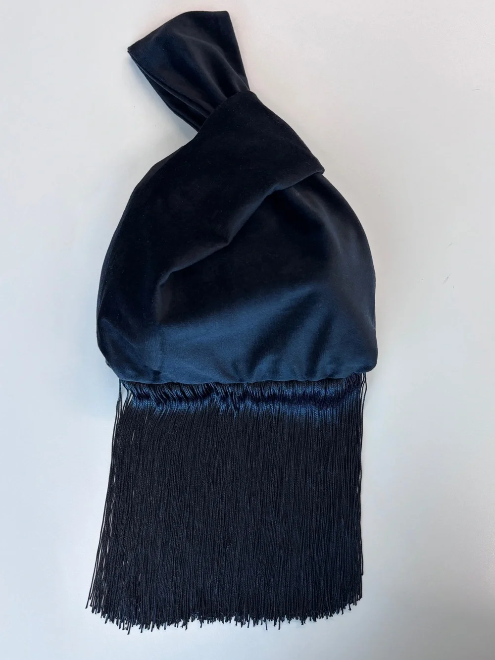 Velvet Wristlet Knot Black Mini fringe Bag clutch